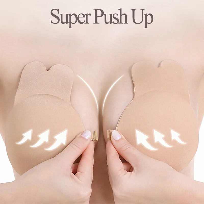 Invisible Push Up Bra Reusable Strapless Adhesive Bra Women Breast Petals Nipple Cover Self Adhesive Silicone Sticky Rabbit Bras