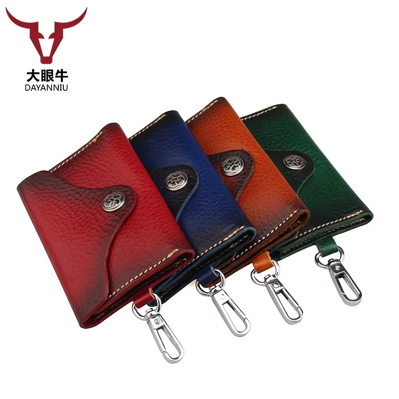 

Italy Handmade Cowhide Genuine Leather Key Wallet Designer Car Smart Key Holder Housekeeper for Key (customization available)