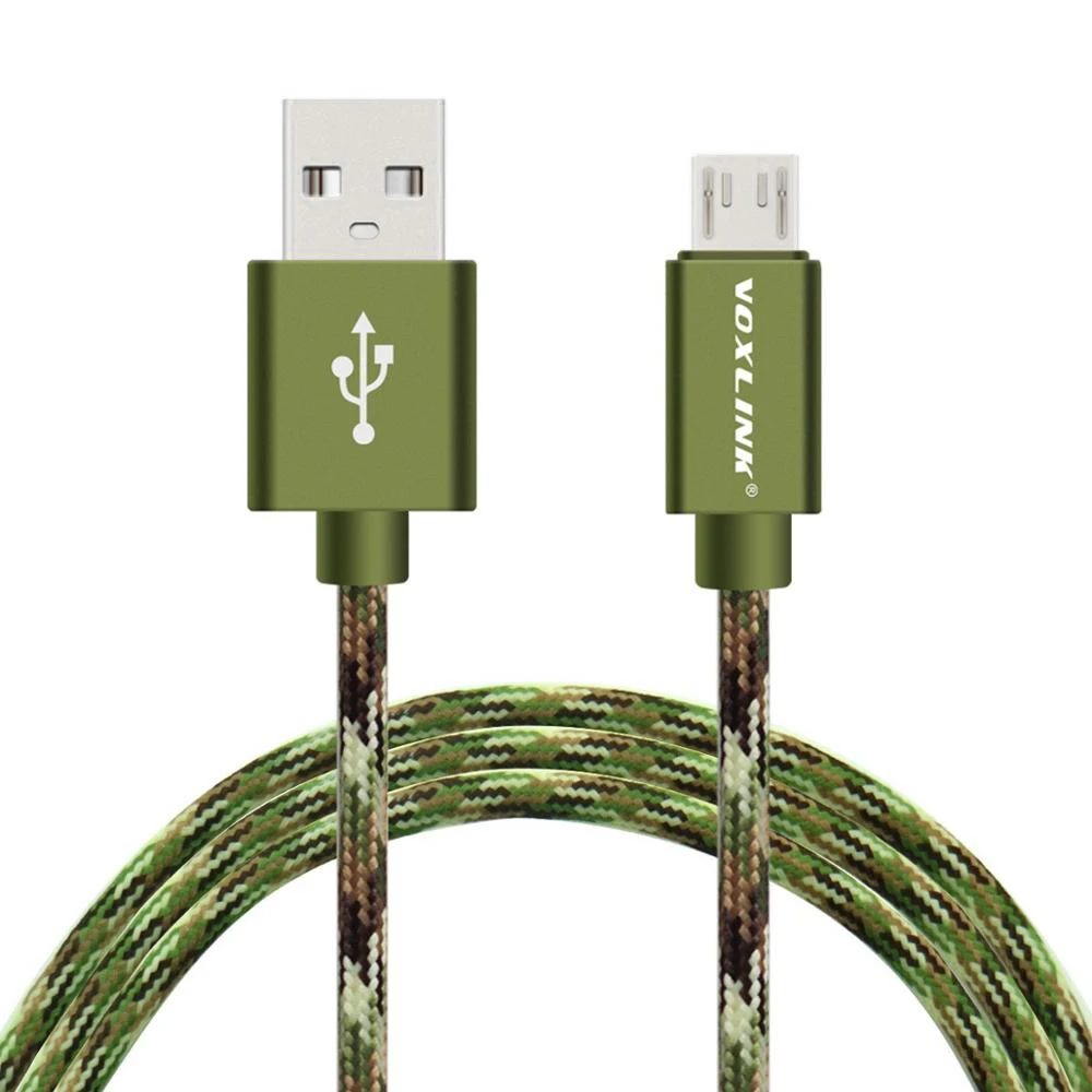 VOXLINK Micro USB кабель 2A Быстрая зарядка микро кабель для передачи данных для samsung/xiaomi/lenovo/huawei/htc/Meizu Android кабели для мобильных телефонов - Цвет: ArmyGreen