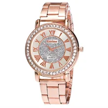 Mode Femmes Montre Or Sables En Acier Inoxydable Montres À Quartz Montre De Luxe Cristal Casual Robe Montres Montre-Bracelet Horloge Montres