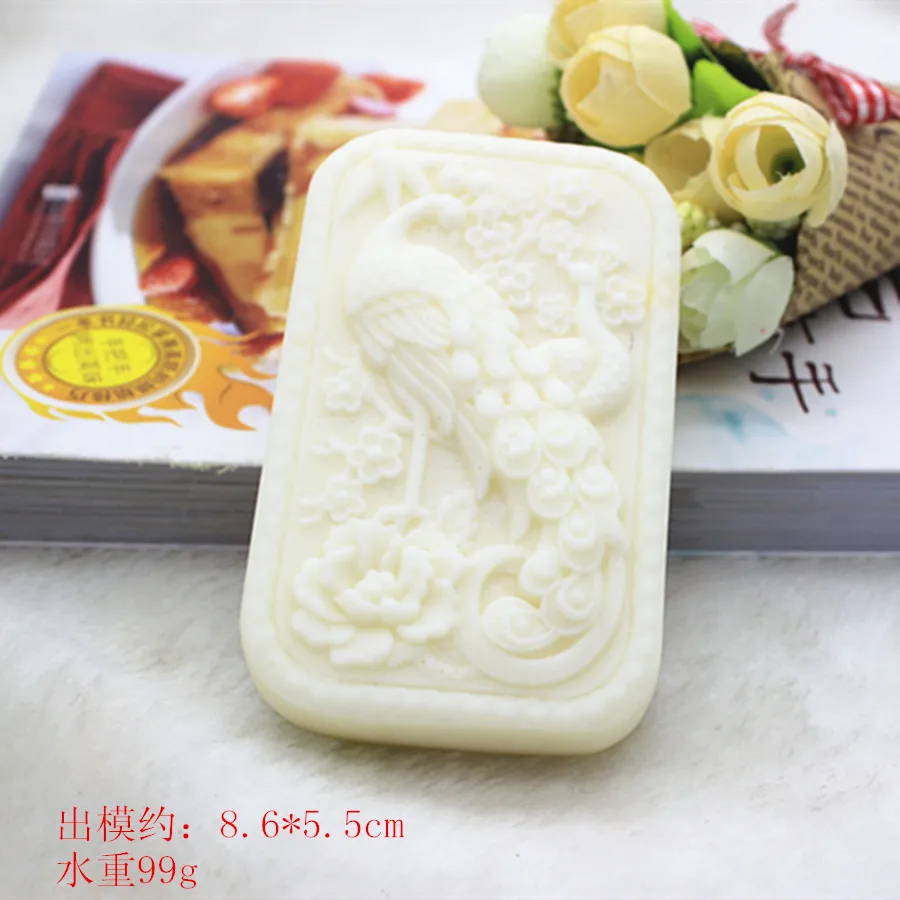 

peacock handmade soap mold Rectangle Silicone Soap Mould