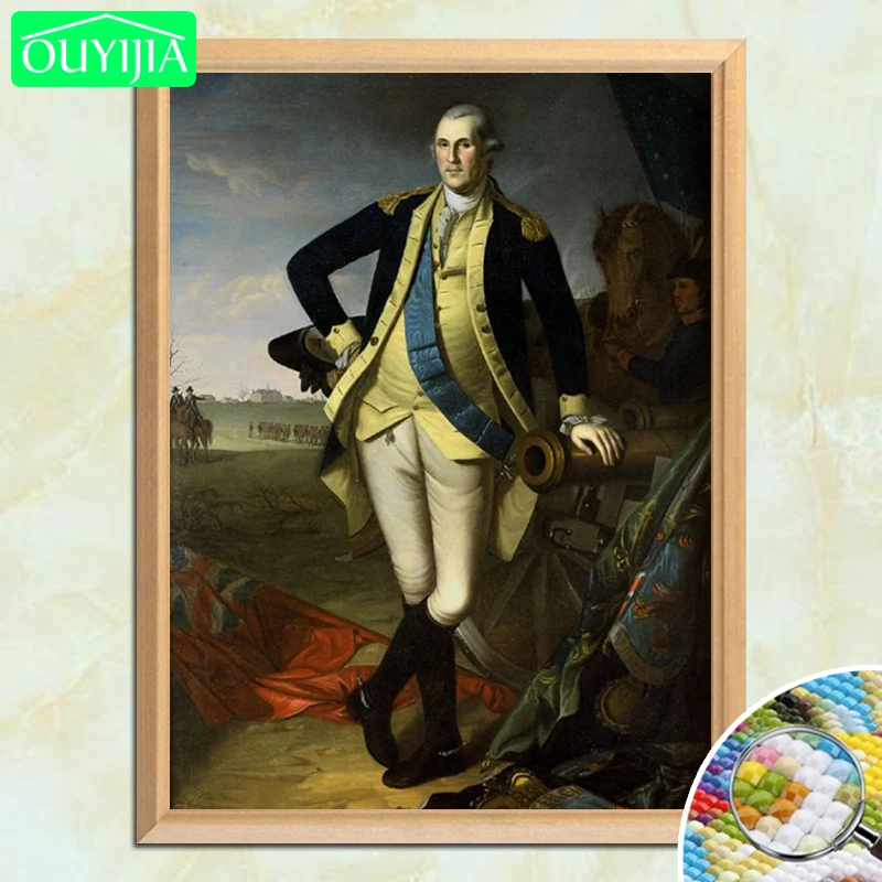 Американский президент Джордж Washington на поле битвы 5D DIY Алмазная картина