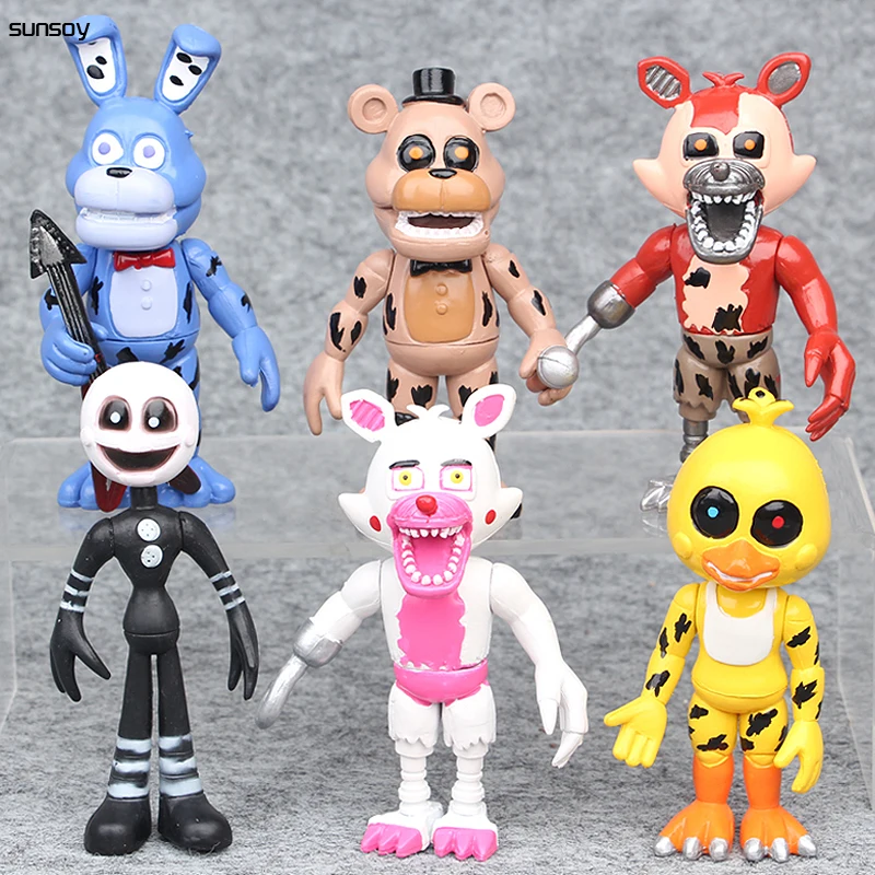 

New 6Pcs/Lot Five Nights at Freddy Animation Cartoon Movie PVC Action Figures 10CM Five Nights at Freddy's 2 Minecraft Games Toy