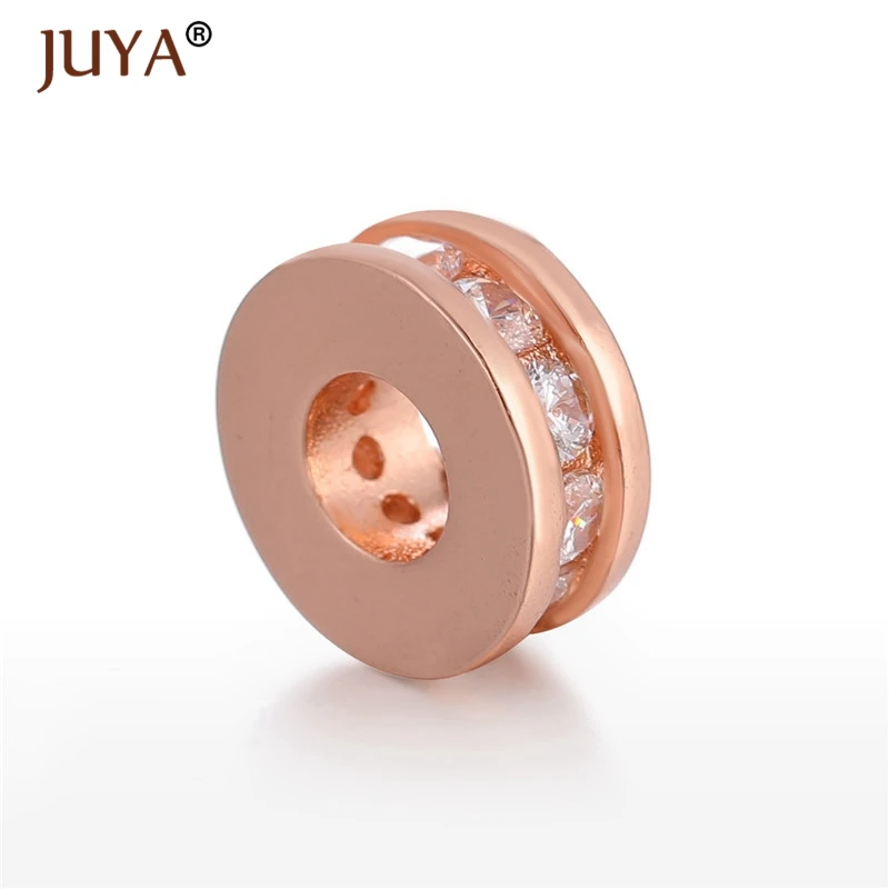 

Supplies For Jewelry 10PCS Wholesale Inlay Cubic Zirconia Rhinestone 10mm Copper Spacer Beads For Jewelry Making Beads Findings