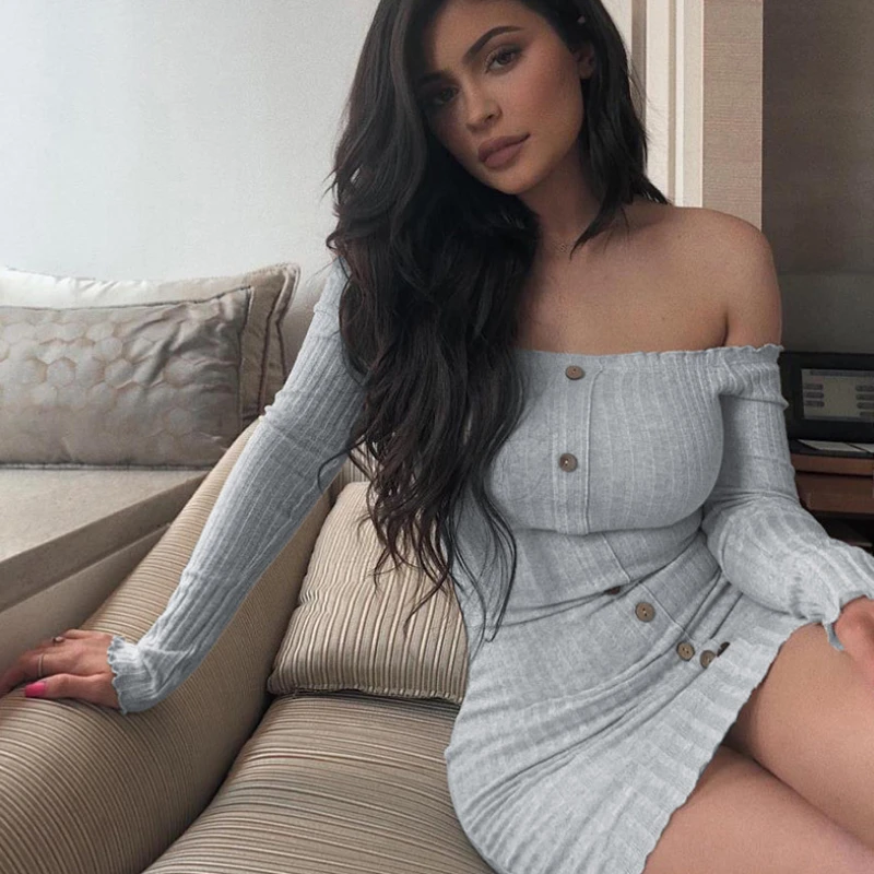 

Autumn women dress slash neck long sleeved single breasted Slim hip women dress DS-DS-yzqjbt
