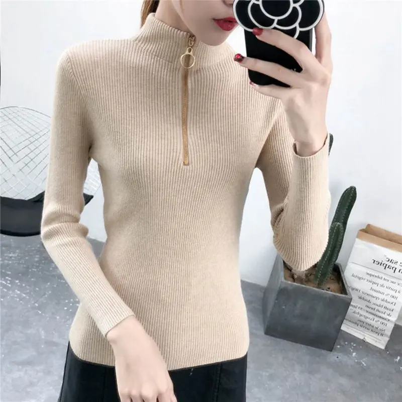 Turtleneck Sweater Women 2018 Korean Winter Autumn Skinny Elastic Knitted Pullover Long Sleeve Sweaters Elegant Ladies Tops Turtleneck Sweater Women 2018 Korean Winter Autumn Skinny Elastic Knitted Pullover Long Sleeve Sweaters Elegant Ladies Tops