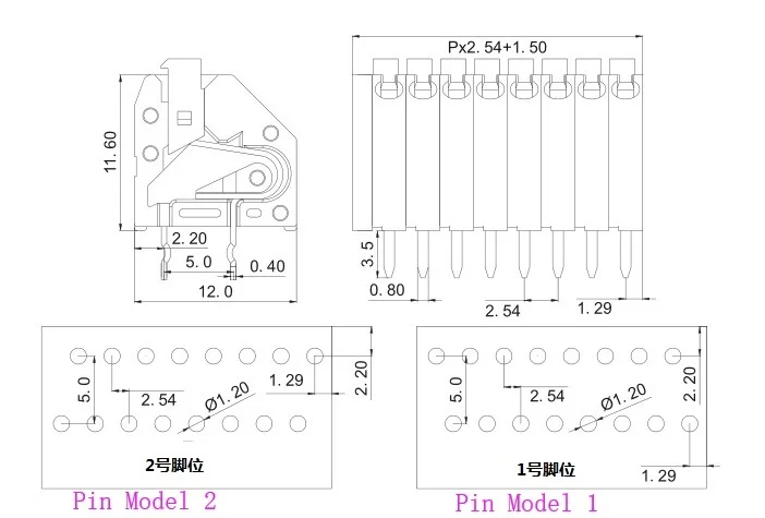 Печатная плата пружинный клеммный блок 2,54 мм шаг, ELT250-2.54, IEC250V2A CE Rohs UL300V2A 24-20AWG