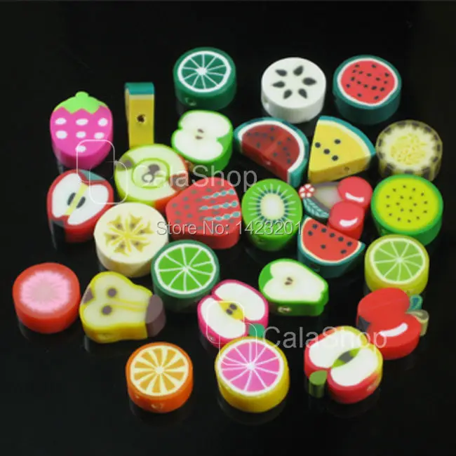 

10mm 200 Pcs / Lot Fruit fimo Polymer Clay mixed Charm Spacer Beads Wholesale