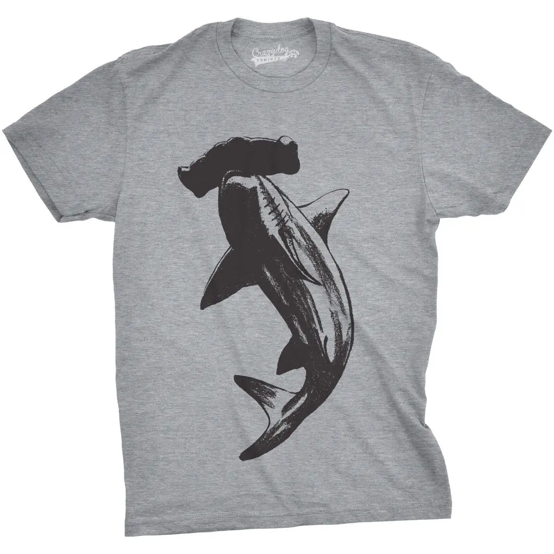 Mens Hammerhead Shark T Shirt Cool Aquatic Wildlife Graphic Tee (Heather Grey) - | Мужская одежда