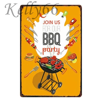 

[ Kelly66 ] BBQ Party Metal Sign Tin Poster Home Decor Bar Wall Art Painting 20*30 CM Size y-1758