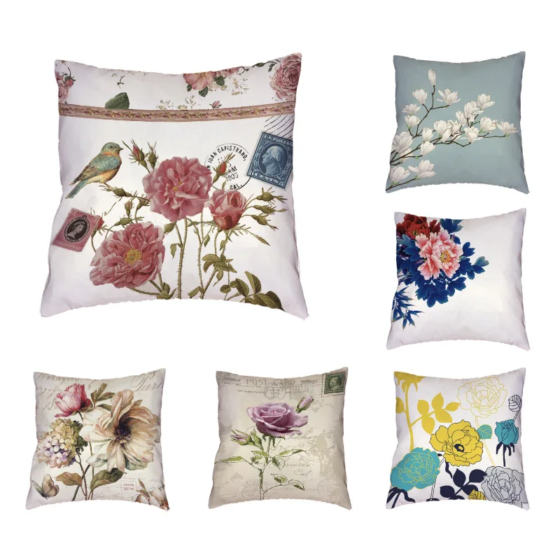 Red Flowers Cushion Cover Cherry Blossom Dandelion Pillowcase Euro