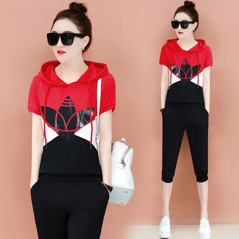 YICIYA الزي رياضية الرياضية المشارك أورد مجموعة للنساء زائد الحجم 2 قطعة قصيرة مقنعين بانت الدعاوى و أعلى 2019 ملابس الصيف