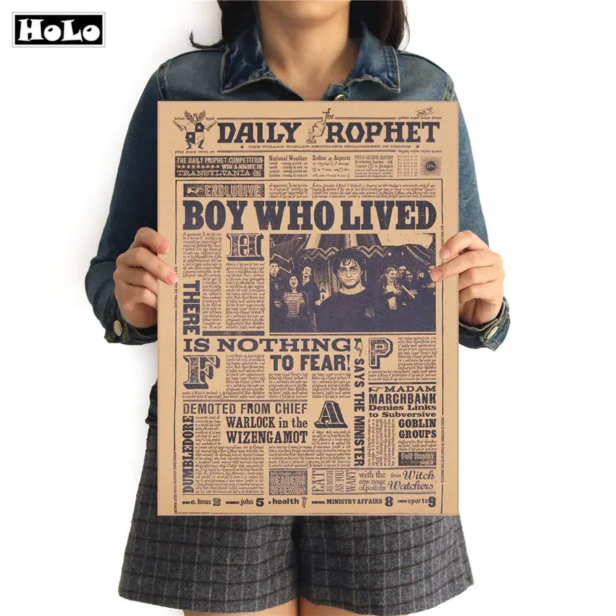 

Movie magic Daily Prophet Vintage Movie Kraft Paper Poster Retro Classic Wall Sticker Bar Cafe Painting FTD 42.5x30.5cm