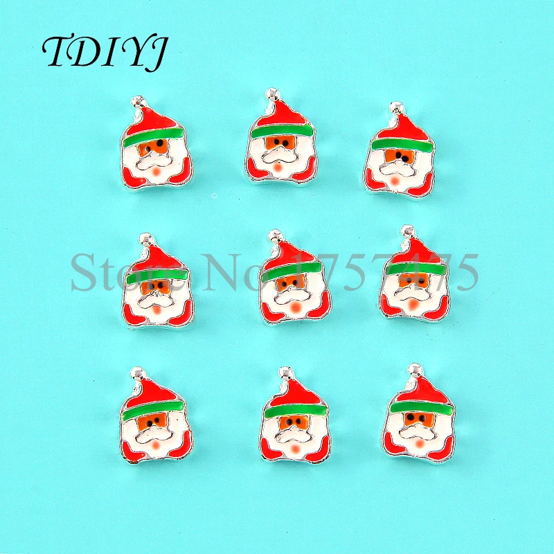 

TDIYJ 20pcs Wholesale Santa Claus Floating Charms Father Christmas Head Floating Charms for Memory Locket as Women Gifts