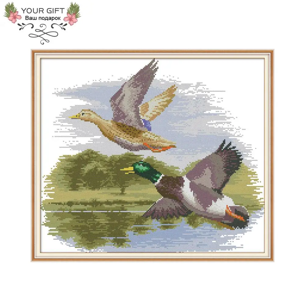 

Joy Sunday DA249 14CT 11CT Counted and Stamped Home Decor Fly Side By Side Embroidery DIY Cross Stitch kits