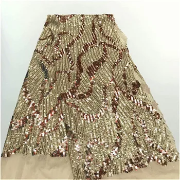

High Quality Elastic Sequins Mesh Lace Fabric African Nigerian Embroidered Sequined Guipure Tulle Net Laces Indian Lady Dress