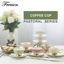 Europa Pastoralen Bone China Kaffeetasse Untertasse Set Britischen Kreative Keramik Teetasse 200 ml Erweiterte Porzellan Schwarz Tee Cup Tray