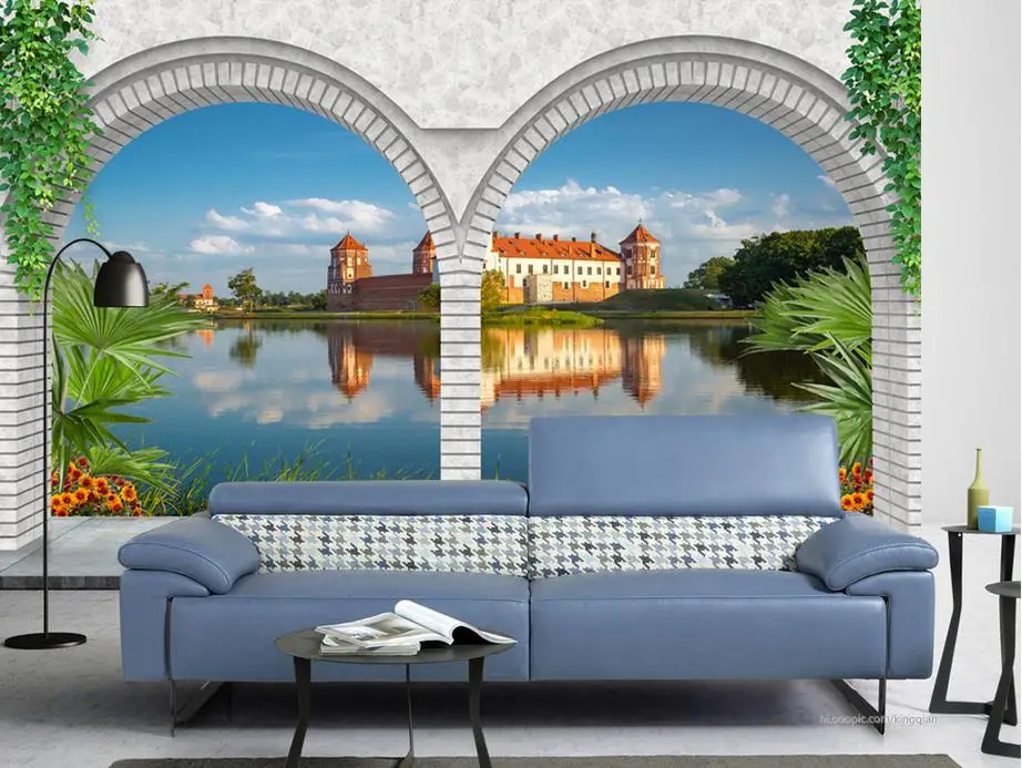 

custom 3d stereoscopic wallpaper luxury Archway lake scenery 3d wallpaper for living room painting wallpaper walls