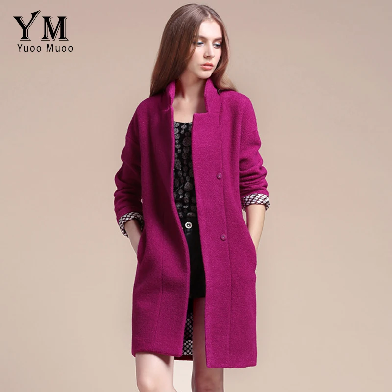 YuooMuoo 2016 New Women Coat Slim Blue Wool Coat High Quality Fashion Female Overcoat Brand Women's Coats and Jackets casaco
