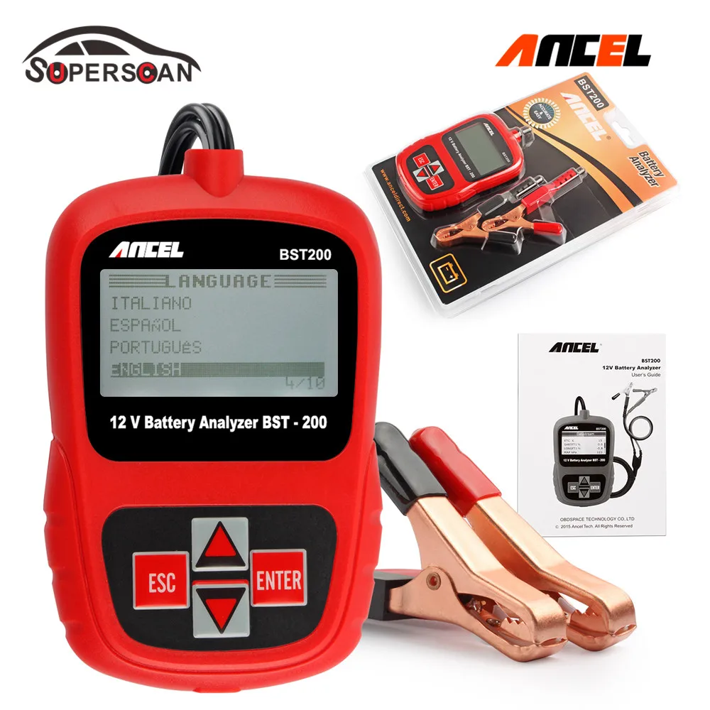

Original ANCEL BST200 Universal Car 12V Battery Tester Analyzer Test Range 100-2000CCA Multi Languages Free Shipping and gift