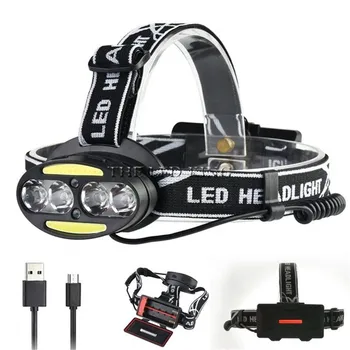 

Motion Sensor Headlight 30000Lumen head lamp 4*T6+2*COB+2*Red LED HeadLamp Flashlight Torch Lanterna head light for camping