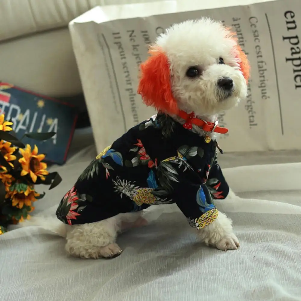 Одежда для домашних животных летняя рубашка майка с цветочным принтом Одежда с принтом в виде собак для малых и средних собак собаки чихуахуа Французский бульдог в гавайском стиле Стиль Пляжный наряд