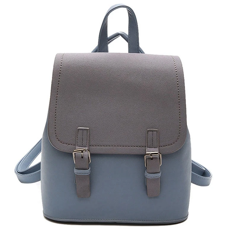 Женский рюкзак в стиле пэчворк лаконичный минималистичный - Цвет: Blue