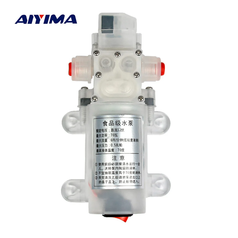 

AIYIMA Self-priming Electric DC Booster Water Pumps Micro Food Grade Diaphragm Pump DC12V 24V 70W 6L/Min With Switch