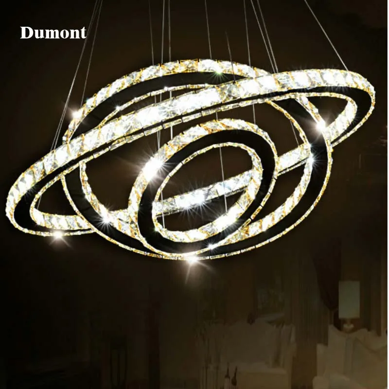 Modern minimalist style bedroom lamp personality LED ceiling lamp living room dining room lamp crystal Circle Pendant
