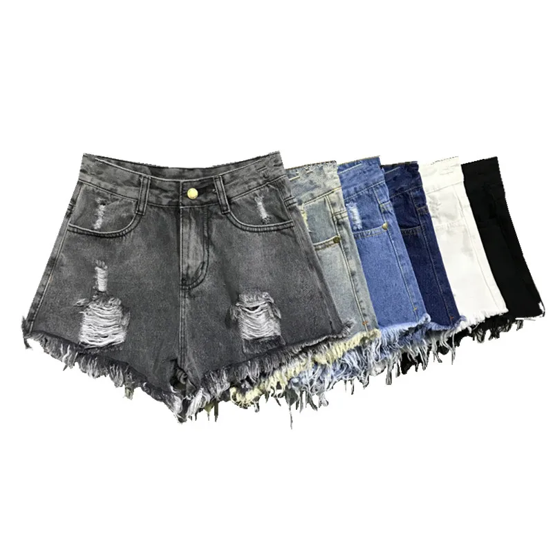 

G1109 2019 spring summer new women fashion high-waisted ripped ladies baggy plus-size cuffed denim shorts cheap wholesale
