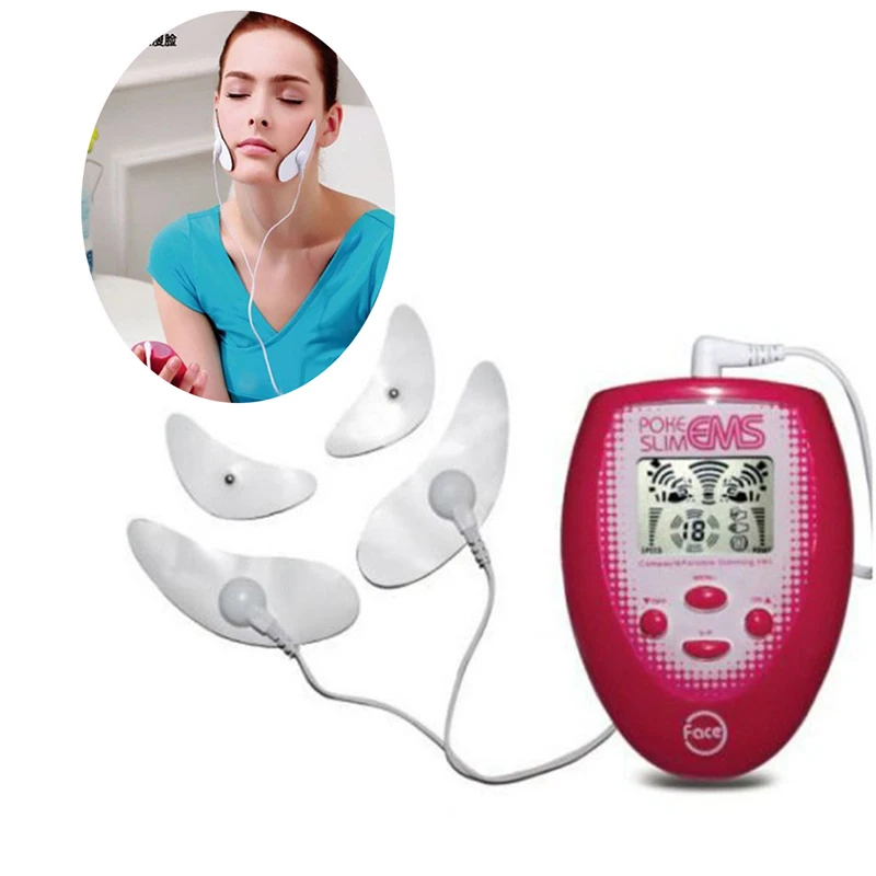 New Electric Facial Massage Electronic Muscle Stimulation + 2pcs Electrode Face Sticker +2 Cheek Sticker Face Massager Tool