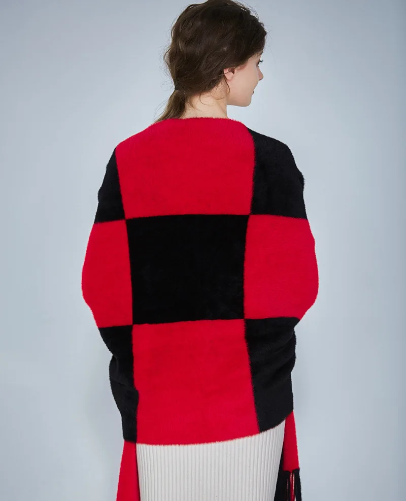 Брендовый новый дизайн с пончо с рукавами зимний теплый шарф норковый кашемировый плащ накидка одеяло с кисточками Вязаное пончо свитер