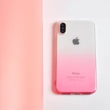 Чехол для iphone X XR XS Max 7 8 Plus силиконовый мягкий цветной прозрачный градиентный Розовый Фиолетовый Тонкий чехол для iphone 6s 6 5s se