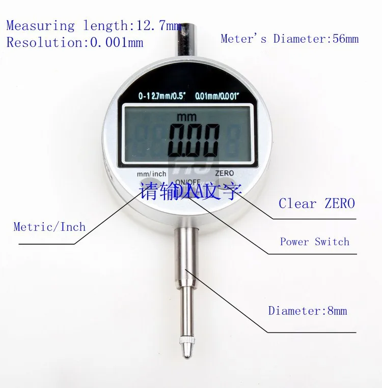 12,7 мм измерительный индикатор длины, шкала, высокая точность, измерительный циферблат, 0,001 мм разрешение