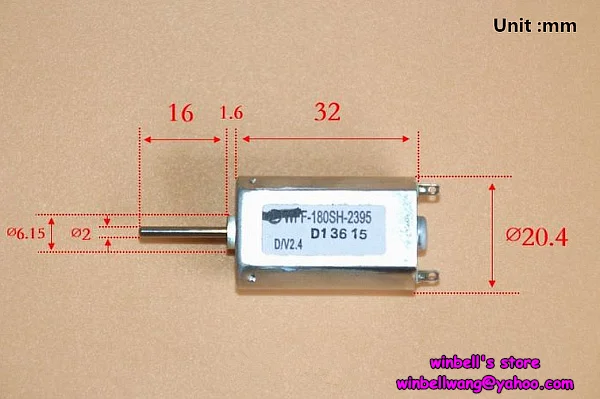 Абсолютно 16 мм длинный вал 180 микро двигатель постоянного тока 2,4 в 7000 об/мин металлическая щетка бритвенный мотор FF-180SH-2395