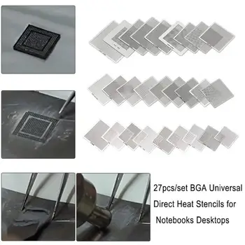 

27pcs/set BGA Universal Direct Heat Stencils for Notebooks Desktops Chip Rework Repair Soldering Kit Hot Sale