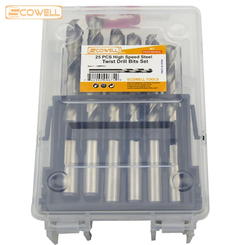 

20% OFF 25pcs DIN338 metal box Twist drill bits set ,HSS 4341 and HSS M2 straight shank drill bits for wood ,metal and plastic