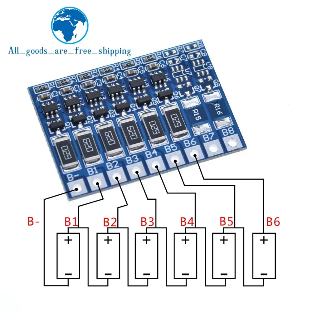 TZT 6S 4,2 v литий-ионная балансировочная плата 18650 литий-ионная балансировочная плата полного заряда батареи