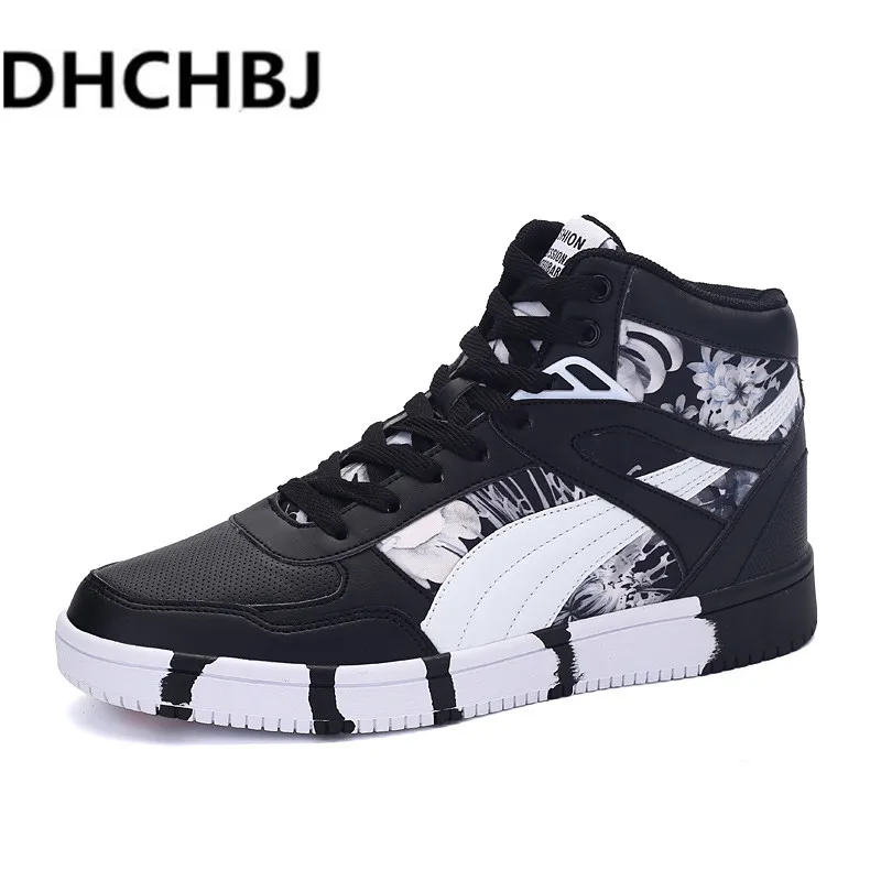 buy New Men Casual Shoes Breathable Autumn Winter Pu Leather Men High Top Shoes Fashion Lace Up Hip Hop Shoes Men Red Black Sneakers