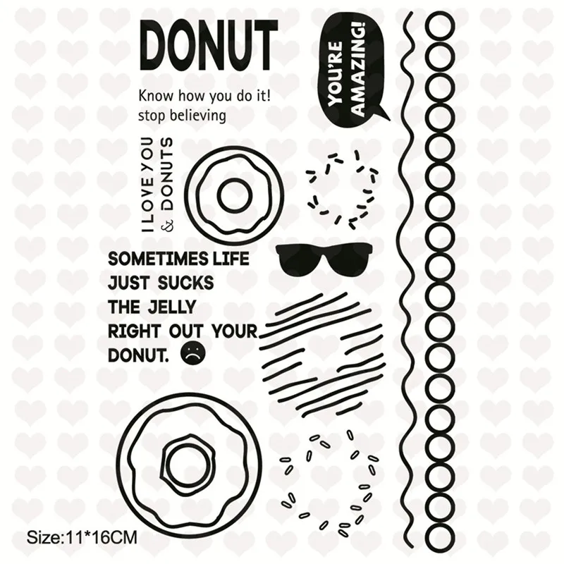 

Naifumodo Donut Stamp Set Clear Rubber Stamps Transparent stamps Food Scrapbooking Card Making Embossing Album Stencil Craft cut