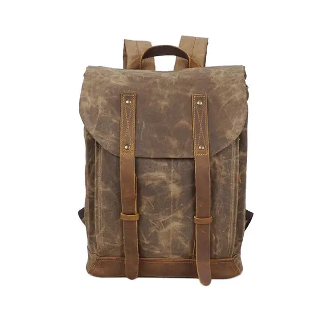 Backpack, crazy horse leather bag, vintage travel canvas bag, waterproof backpack pinepoxp bag