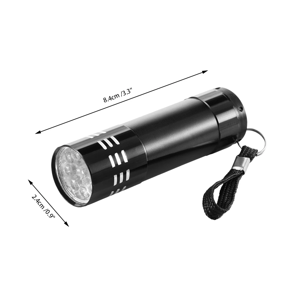 Супер мини алюминиевый УФ-светильник фонарь 9 светодиодный светильник-Вспышка черный ультрафиолетовый светильник светодиодный светильник с подсветкой светильник-вспышка Новинка - Мощность в ваттах: black