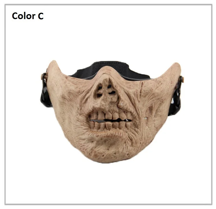 3D Unisex Half Face Cycling Mask Tactical Airsoft Protective Zombie Mask for Military Paintball Hunting CS Halloween Party Mask - Цвет: Color C