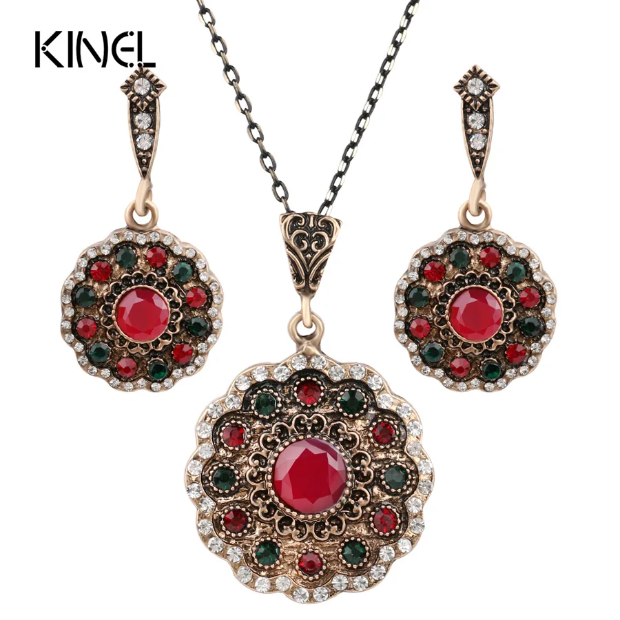 

Crystal Flower Necklace Sets Fashion Earing For Women 2016 Strawberry Jewelry Turkish 2Pc Combination Nigerian Red Bead Necklace