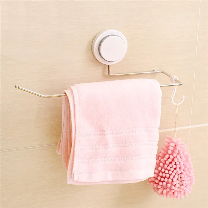 Buy Suction Cup Plastic Stainless Steel Bath Towel Rack Wall Mounted Towel