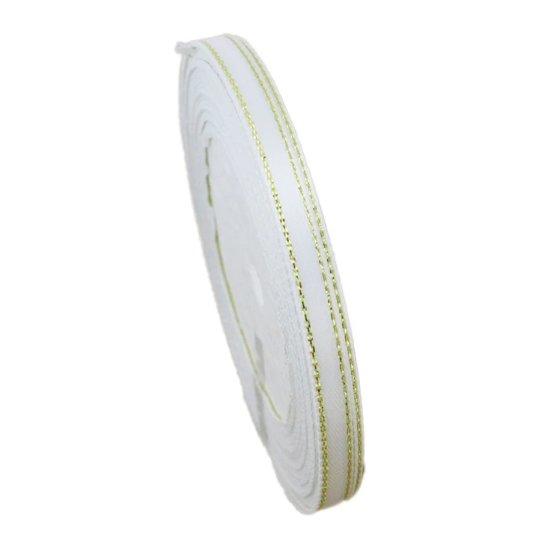 Luxurious Gold Edge Satin Ribbon - High-Quality Gift Packaging, Multiple Widths Available