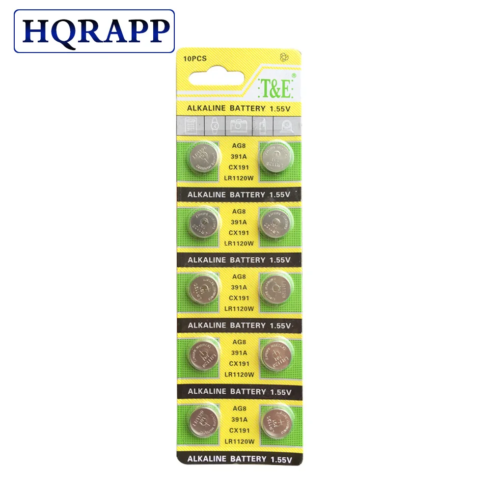 10 ⑤ упак. AG8 LR1120 391 SR1120 кнопочные батареи 191 LR55 батарея для монет щелочная 1 55 V LR1120W