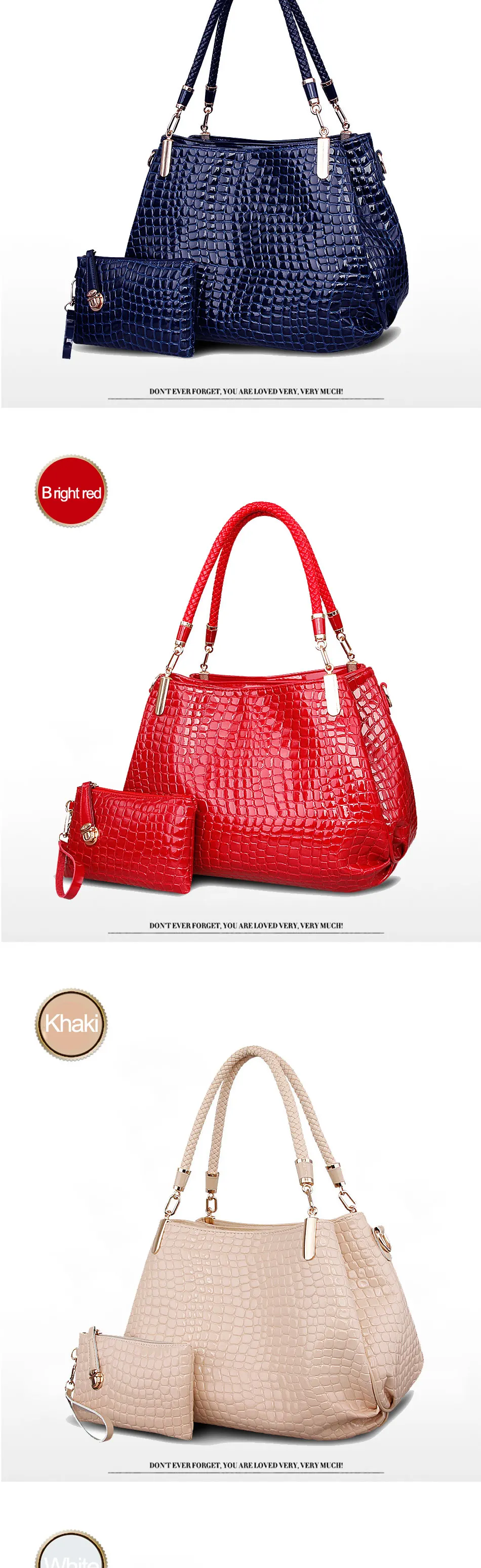 Nicole&Doris New Crocodile Grain PU Leather Women BagShoulder Bag Handbag Female Shopping Bag Crossbody Totes Large Bag women's bags big