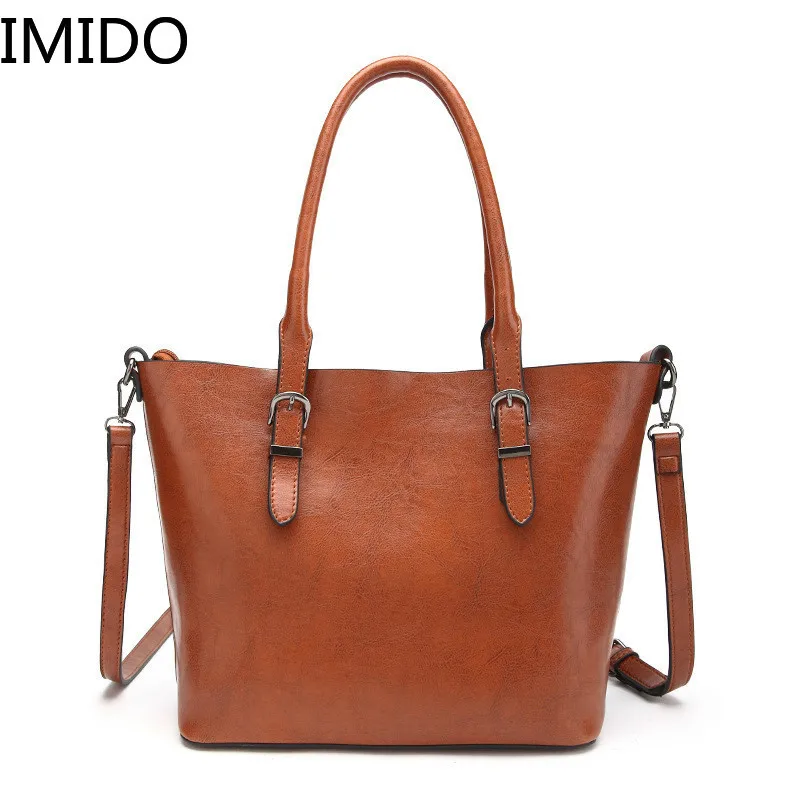 

IMIDO Fashion Large Capacity Women Totes Vinatge Belt Shoulder Bag Simple Style Crossbody Shopping Bag Ipad Bag Durable Work Bag