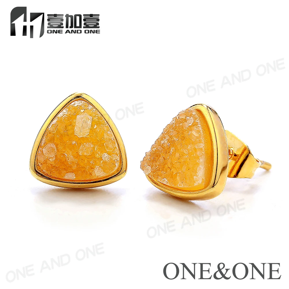 

Druzy stone earrings Triangle 8mm Natural Druzy Earring Drusy Stud Earrings